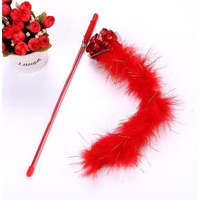 Purple Cat Entise Stick Toy - عصا تفاعلية مع ريشة براقة Boa & Crinker Ball للتدريب على القط والمتعة الداخلية