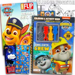 PAW PAW PATROL Colling Book للأطفال الذين تتراوح أعمارهم بين 4-8 - مجموعة فنون Rubble & Crew Coloring Back مع صفحات التلوين والأنشطة والألعاب بالإضافة إلى الملصقات والملون والمزيد | PAW PAW PATROL RUBBLE BOOK