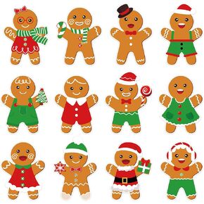 48 PCS Christmas Gingerbread Cletouts ، Cute Christmas Clearouts Gingerbread Bulletin Decorations Christmas Gingerbread Man Paper Cuts for Winter XMAS Classroom School Party Decor