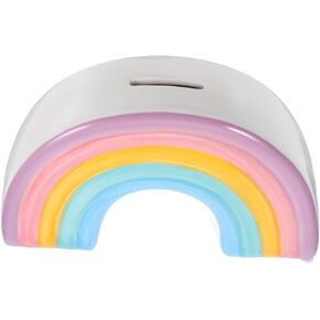 Rainbow Piggy Bank Ceramic Money Bank Decorative Money Box Coin Saving Pot Desktop Ornament for Kids Table Nursery Decor