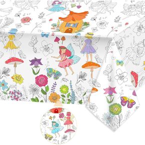 Poogary Giant Flowers Butterfly Coloring Poster Tableloth for Kids ، 47x71inch Colling Table Cover Jumbo Coloring tableloth for Birthday Party Crafts Gift Art Coloring Educational