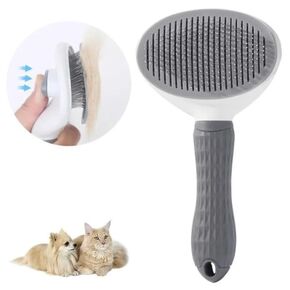 Centrovio Self Cleaning Slicker Brush ، Dog Cat Bunny Pet Grooming Shedding Brush - من السهل إزالة المعطف السفلي ، أداة تدليك للحيوانات الأليفة مناسبة للحيوانات الأليفة ذات الشعر الطويل أو الرمادي القصير