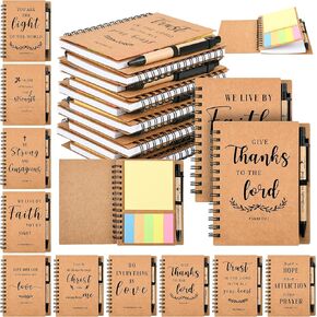 10-Piece Christian Prayer Journal and Pen Set with Scriptures, Spiral Binding, Sticky Notes, Bulk Spiral Notebooks for Women's Ministry Group, Sunday School Class, Friends, Family, Colleagues, and Church Visitor Gifts