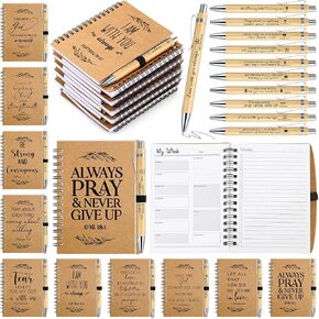 Spakon 10 يضع هدايا مسيحية دينية للنساء في مجلة صلاة يوم التخرج في مجلة Notepad Spiral Church Planner Bible Bible Pen First Comple Comply Party God Crispture (Black)