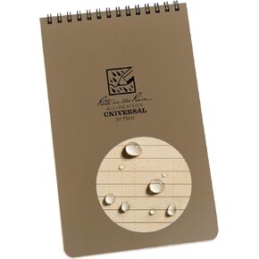 Rite in the Rain Weatherproof Top Spiral Notebook, 5.5" x 8.5", Tan Cover, Universal Pattern (No. T958)