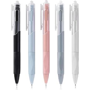 Gel Pens,Quick Dry Black Ink Roller Ball Pens School Office Supplies for Women Men,Extra Fine Point 0.5 mm,Pack of 5