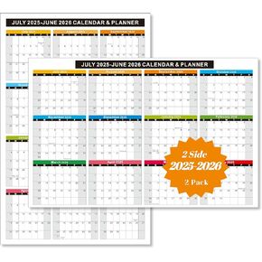 2025-2026 Calendar - 11 x 17 Inches，Full desk and wall calendar 12 moth, 2 Sided Vertical and Horizontal Reversible,July 2025 to June 2026 (2 Cardstock)