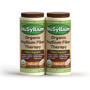 Nusyllium Ultra Sugar Free Keto-Friendly USDA Organic Psyllium Fiber Powder, Daily Fiber Supplement Promotes Digestive Health*, Natural Orange, 42 Servings