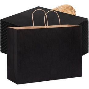OUTUXED 60pcs 16x6x12 Inch Large Paper Bags with Handles, Kraft Brown Paper Gift Bags for Business, Merchandise, Gifts, Shopping, Retail Stores, Birthday Party