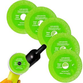 5 pcs Glass Cutting Disc for Angle Grinder, 4" Ceramic Tile Cutter Blade, Ultra-Thin Diamond Glass Cutters Tools for Grinding Ceramic,Crystal,Wine Bottle,Tile,Jade.