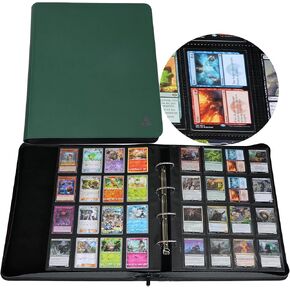 Rayvol 2000 Trading Card Binder ، 16 Pocket D-Ring Card Binder Fit 2016 Cards-Binder Binder Card Collection مع صفحات سوداء على الوجهين لـ TCG