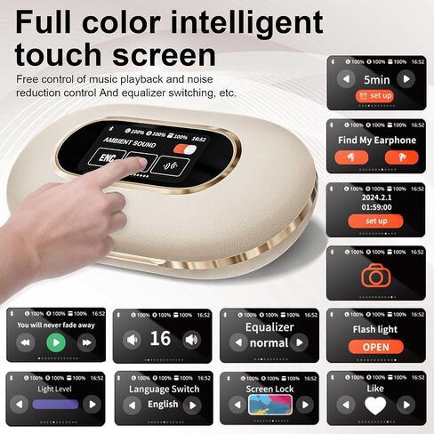 Language Translation Earbuds with Display, 3-in-1 AI Translator Earbuds, Real Time 144 Language Translator Earbuds for iOS and Android, Suitable for Business Travel Study (Beige) in Saudi Arabia