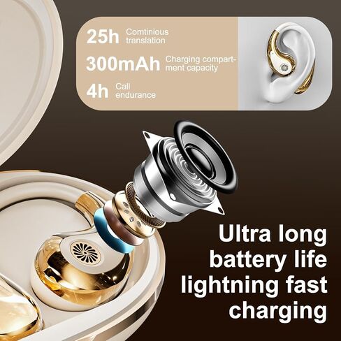 Language Translation Earbuds with Display, 3-in-1 AI Translator Earbuds, Real Time 144 Language Translator Earbuds for iOS and Android, Suitable for Business Travel Study (Beige) in Saudi Arabia