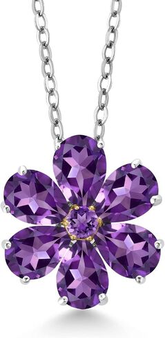 قلادة من الفضة الإسترلينية عيار 925 من Gem Stone King والذهب الأصفر عيار 10 قيراط والياقوت الأزرق على شكل كمثرى للنساء (3.06 قيراط، 6 × 4 مم، حجر ميلاد من الأحجار الكريمة، مع سلسلة 18 بوصة) in Saudi Arabia
