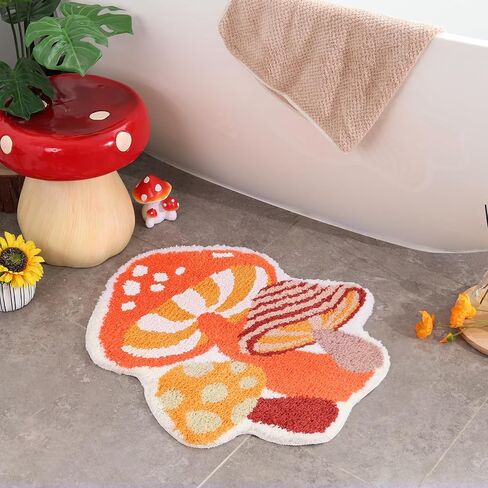 Leaf Rug Flower Monstera Plant Shaped Rug - Cute Small Green Bath Mat Bathroom Rug Non Slip, Water Absorbent, Machine Washable in Saudi Arabia