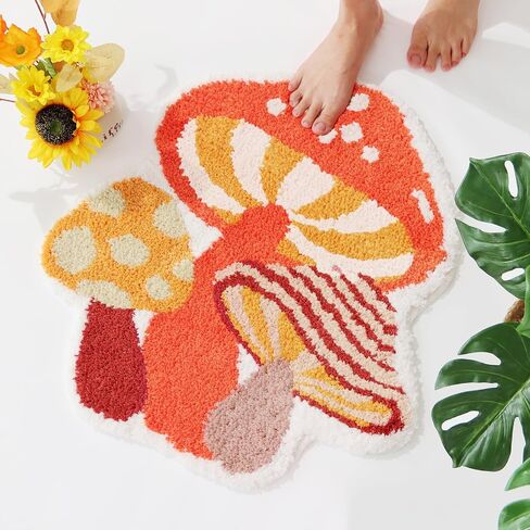 Leaf Rug Flower Monstera Plant Shaped Rug - Cute Small Green Bath Mat Bathroom Rug Non Slip, Water Absorbent, Machine Washable in Saudi Arabia