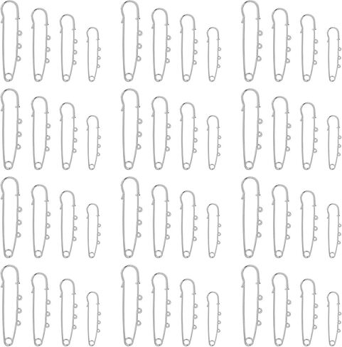 Framendino ، 48 Pack Safety Pins Brooch 4 أحجام معدنية دبوس ثقيلة مع 3 حلقات لحرف DIY خياطة البطانيات ألوان in Saudi Arabia