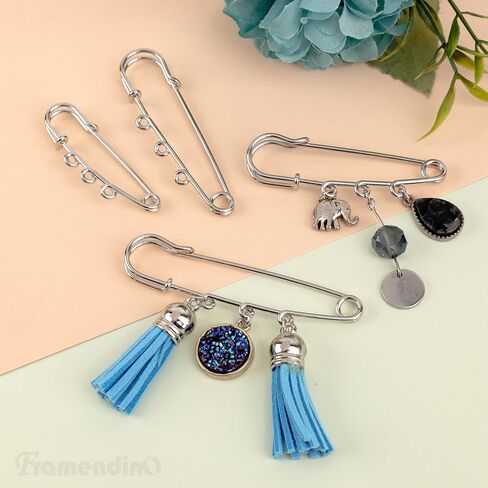 Framendino ، 48 Pack Safety Pins Brooch 4 أحجام معدنية دبوس ثقيلة مع 3 حلقات لحرف DIY خياطة البطانيات ألوان in Saudi Arabia