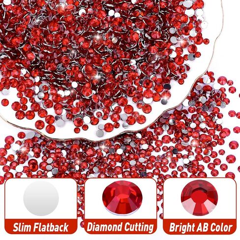 15000 PCS Red AB Rhinestones Bulk Flatback ، SS20/5MM Non-Hotfix Crystal Round Rohenestons in Kuwait