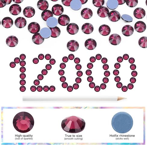 12000PCS Crystal Hotfix Rhinestones Bulk, Flatback Glass Hot Fix Rhinestones for Clothing, Crafts, DIY Decor Iron-On Rhinestones for Fabric(Gold SS10) in Saudi Arabia
