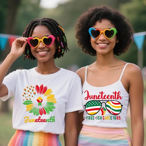 عمليات نقل DTF Juneteenth جاهزة للضغط - 30 ورقة نساء سوداء الحديد على نقل القمصان السوداء التاريخ الحديد على تصميم الفينيل من أجل جونيتيست حزب السترة السترة القبعة كيس ديي. in Saudi Arabia