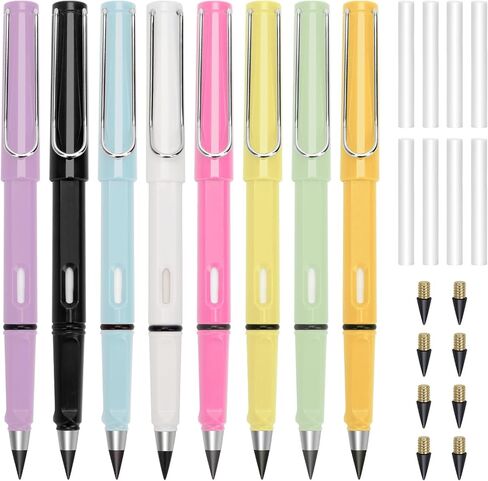 8Pcs Everlasting Pencil, Inkless Pen, Unlimited Writing Pencils, Metal Inkless Writing Pens With 8Pcs Pen Heads in Saudi Arabia