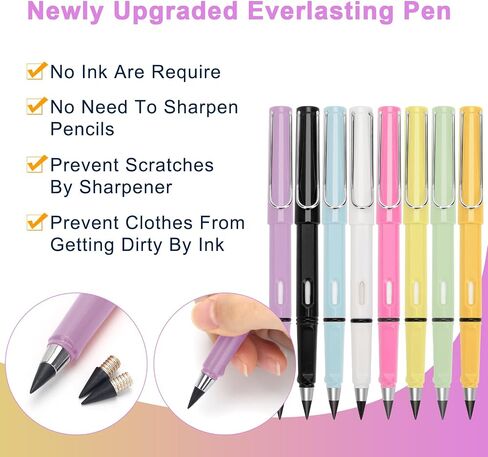 8Pcs Everlasting Pencil, Inkless Pen, Unlimited Writing Pencils, Metal Inkless Writing Pens With 8Pcs Pen Heads in Saudi Arabia