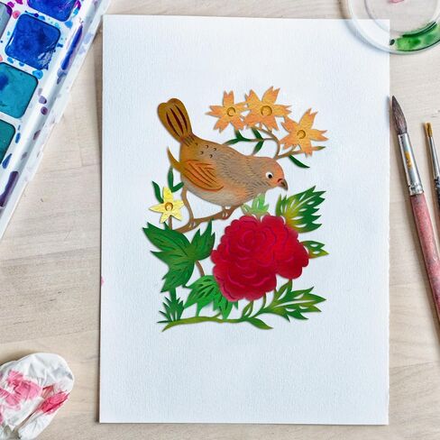 Spring Bird Metal Cutting Dies for Card Making, Leaf Flower Frame Die Cuts Holly Pine Bird Background Dies Stencils Embossing Template for Craft Scrapbooking DIY Photo Album Decorations in Saudi Arabia