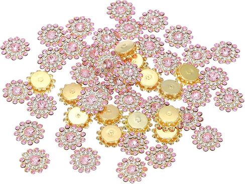 PATIKIL 100 Pcs Sew on Rhinestones Crystals 14mm, 3 Layers Sewing Flower Claw Rhinestones Glass Gems Metal Base for Craft Dress Clothes Belt Decoration, Multicolor in Kuwait