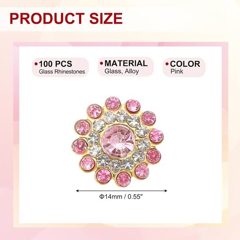 PATIKIL 100 Pcs Sew on Rhinestones Crystals 14mm, 3 Layers Sewing Flower Claw Rhinestones Glass Gems Metal Base for Craft Dress Clothes Belt Decoration, Multicolor in Kuwait