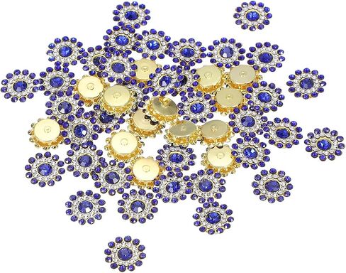 PATIKIL 100 Pcs Sew on Rhinestones Crystals 14mm, 3 Layers Sewing Flower Claw Rhinestones Glass Gems Metal Base for Craft Dress Clothes Belt Decoration, Multicolor in Kuwait