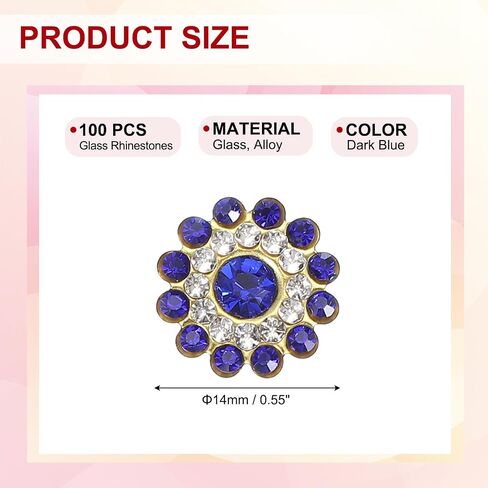 PATIKIL 100 Pcs Sew on Rhinestones Crystals 14mm, 3 Layers Sewing Flower Claw Rhinestones Glass Gems Metal Base for Craft Dress Clothes Belt Decoration, Multicolor in Kuwait