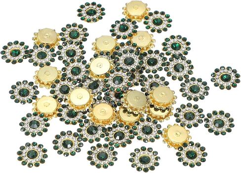 PATIKIL 100 Pcs Sew on Rhinestones Crystals 14mm, 3 Layers Sewing Flower Claw Rhinestones Glass Gems Metal Base for Craft Dress Clothes Belt Decoration, Multicolor in Kuwait