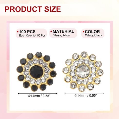 PATIKIL 100 Pcs Sew on Rhinestones Crystals 14mm, 3 Layers Sewing Flower Claw Rhinestones Glass Gems Metal Base for Craft Dress Clothes Belt Decoration, Multicolor in Kuwait