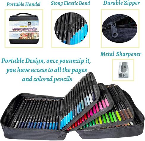 120 pcs Colored Pencils Set, Color pencils with Coloring Book,Sketchpad,Travel Case|Professional Art Pencil kit for Artist Kids Teens Coloring Drawing ,Soft Core,Oil Based,Professional Art Set in Saudi Arabia