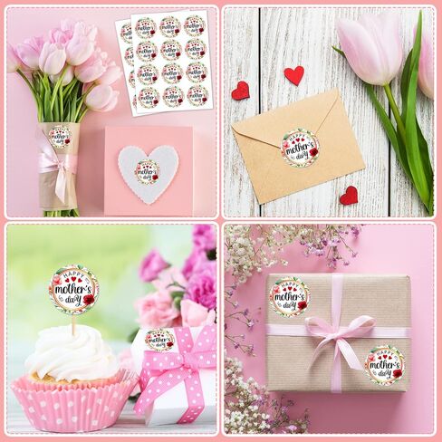 WhatSign 36Pcs Happy Mothers Day Labels Stickers 1.5" Floral Mothers Day Gift Tags Stickers Mothers Day Presents Labels Stickers for Envelope Seal Cards Boxes Gift Wrap Party Favors Decorations in Saudi Arabia
