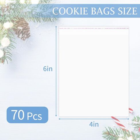 70 Pcs Cellophane Bags, Self Sealing Cookie Bags, Reusable Treat Bag, Clear Plastic Bag for Treats, Candy, Bakery Packaging, Party Favors, Jewelry, Coins, Products (4x6) in Saudi Arabia
