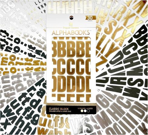 Paper House Productions Alphabooks 30-Sheet Foil Alphabet Letter Sticker Folio for Scrapbooking and More, Classic Block in Saudi Arabia