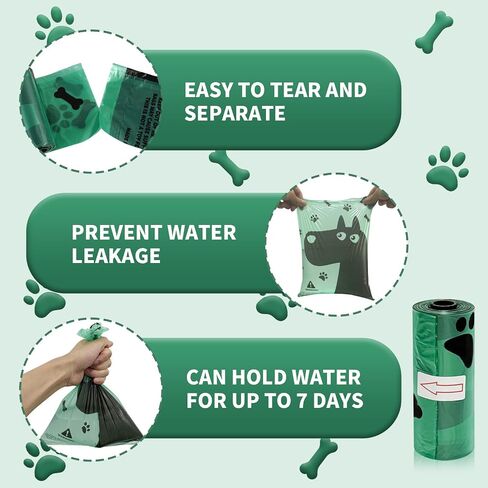 Dog Poop Bags, 1200 Count Heavy Duty Waste Bags for Dog, Doggy Poop Bags for Outdoor Walk | Leak-proof | Sturdy | Easy Open | Scented (Deep Green, 1200 Count (80 Roll)) in Saudi Arabia