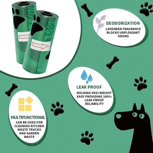 Dog Poop Bags, 1200 Count Heavy Duty Waste Bags for Dog, Doggy Poop Bags for Outdoor Walk | Leak-proof | Sturdy | Easy Open | Scented (Deep Green, 1200 Count (80 Roll)) in Saudi Arabia