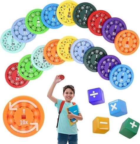Math Fidget Spinners, Math Fact Spinner, 18 PCS Math Spinners for Kids, Kindergarten Math Learning & Education Toys, Addition, Subtraction, Multiplication and Division, Multiplication Fidget Toy in Saudi Arabia