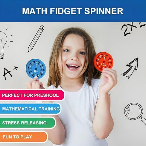 Math Fidget Spinners, Math Fact Spinner, 18 PCS Math Spinners for Kids, Kindergarten Math Learning & Education Toys, Addition, Subtraction, Multiplication and Division, Multiplication Fidget Toy in Saudi Arabia
