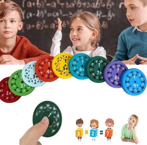 Math Fidget Spinners, Math Fact Spinner, 18 PCS Math Spinners for Kids, Kindergarten Math Learning & Education Toys, Addition, Subtraction, Multiplication and Division, Multiplication Fidget Toy in Saudi Arabia