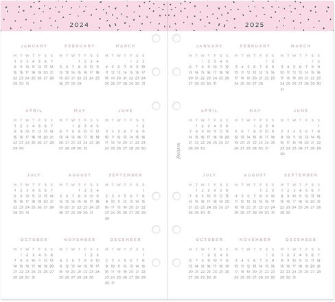 Filofax Calendar Diary Refill, Personal/Compact Size, Week-to-View, Confetti Minimal Diary Pack, Multilingual: Five Languages, 2025 (C68491-25) in Kuwait