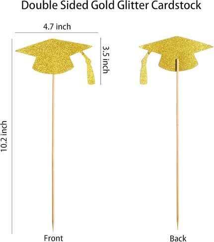 24 Pcs Double-Sided Glitter Graduation Party Centerpieces for Tables, Gold Graduation Tables Centerpieces Sticks 2025 Table Topper for 2025 Graduation Table Party Decorations Supplies in Kuwait