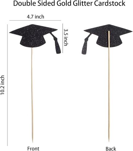 24 Pcs Double-Sided Glitter Graduation Party Centerpieces for Tables, Gold Graduation Tables Centerpieces Sticks 2025 Table Topper for 2025 Graduation Table Party Decorations Supplies in Kuwait