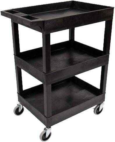 Luxor"24"" x 18"" Plastic Utility Tub Cart- Three Shelf- Black" -SEC111-B in Saudi Arabia
