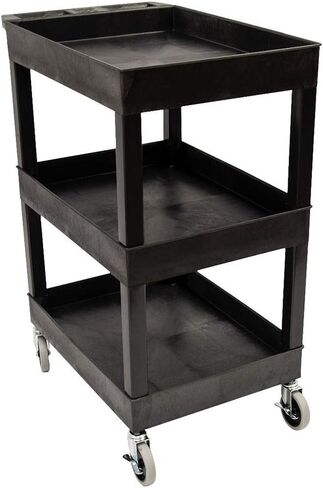 Luxor"24"" x 18"" Plastic Utility Tub Cart- Three Shelf- Black" -SEC111-B in Saudi Arabia