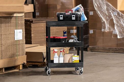 Luxor"24"" x 18"" Plastic Utility Tub Cart- Three Shelf- Black" -SEC111-B in Saudi Arabia