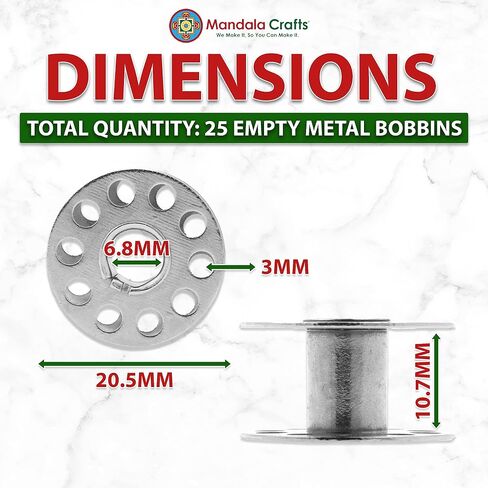 Mandala Crafts Empty SA156 Bobbins for Brother Sewing Machine - 25 Clear Plastic Bobbins for Singer Sewing Machine - Class 15j Bobbins for Kenmore Bernina Janome Elna in Saudi Arabia